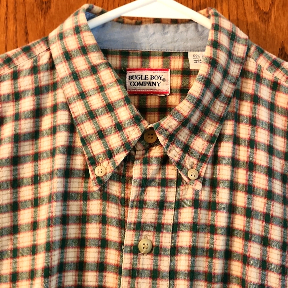 Mens Bugle Boy Size Lg  Plaid Shirt - Picture 5 of 7